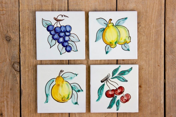 Italian Ceramic Art Set Decorative Tile Pottery Fruit Ceramic Etsy