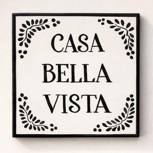 Targa in ceramica personalizzata per la casa • Piastrella realizzata a mano in Spagna • Insegna d'ingresso in stile mediterraneo