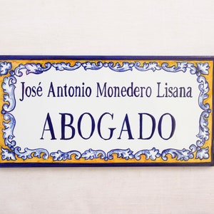 Azulejo personalizado de renacimiento sevillano pintado a mano, baldosa de cerámica con número de casa, rótulo artesanal, decoración pared