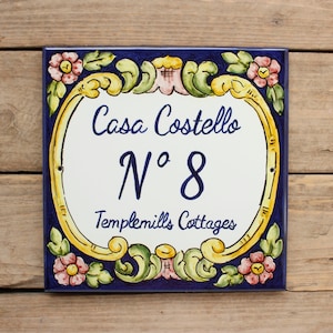 Portuguese House number tile , signs for home, personalized tile, ceramic house sign, hand painted tile, house name sign, adress plaque