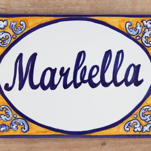 House number Spanish, signs for home, personalized tile, ceramic house sign, hand painted tile, house name sign, adress plaque,