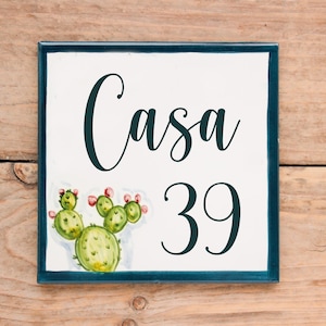 Azulejo personalizado con cactus, cartel decorativo de cerámica para exterior, diseño único con cactus, resistente al clima.