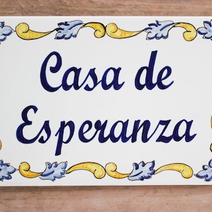 Spanish House number , signs for home, personalized tile, ceramic house sign, hand painted tile, house name sign, adress plaque,