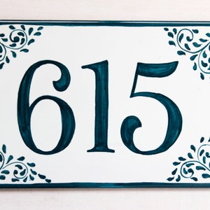 Mexican address plaque, Talavera house numbers plaque, ceramic house sign, outdoor house number, personalized sign Green