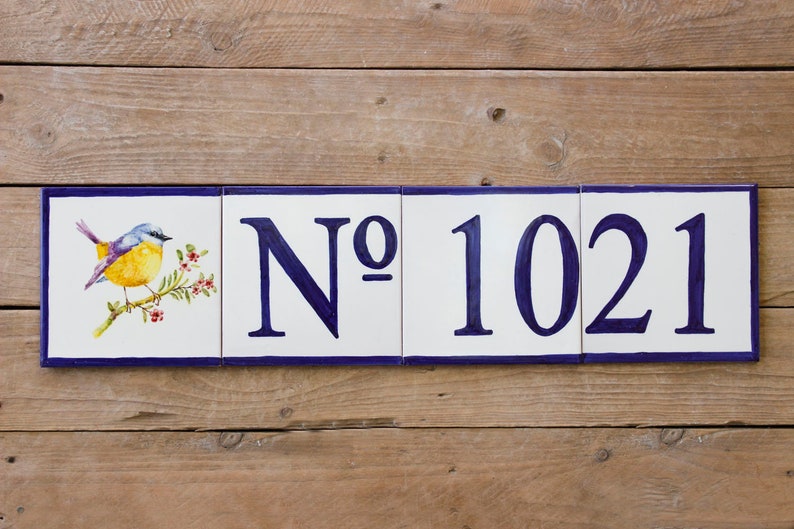 Decorative Address Plaque With Bird Bird House Number Plaque Etsy
