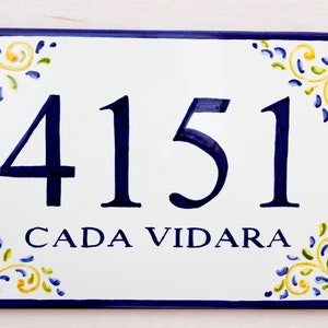 Mexican address plaque, Talavera house numbers plaque, ceramic house sign, outdoor house number, personalized sign Orange