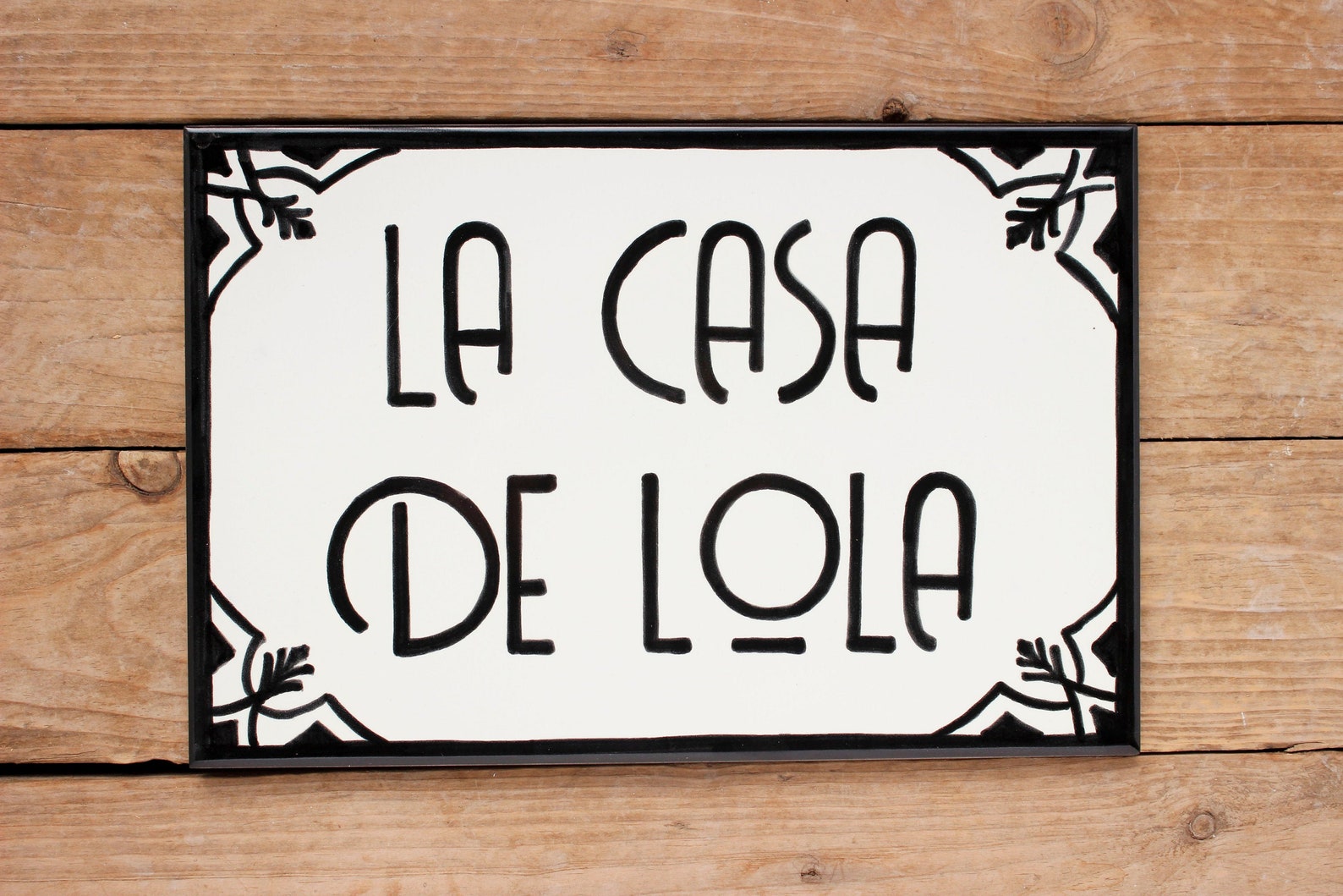 Black House Sign, Spanish Ceramic House Number, Custom Sign, House