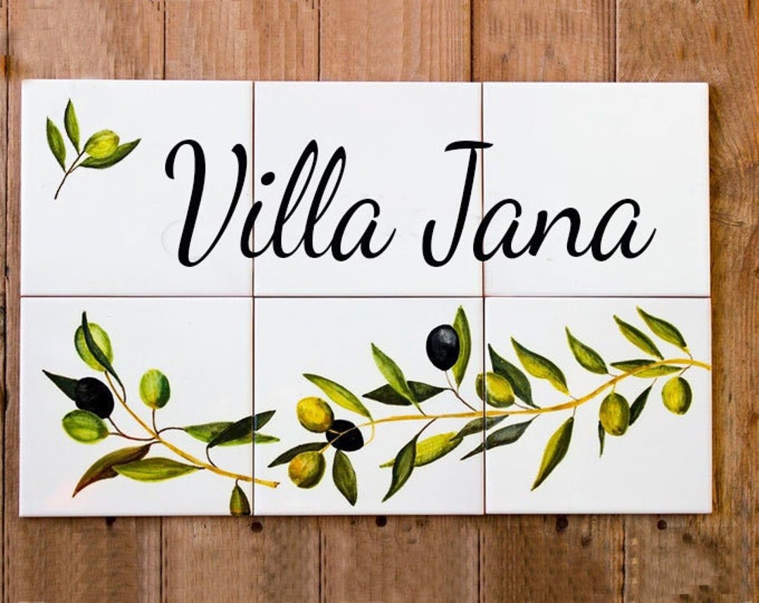 Home Address Number Plaque, Ceramic House Name Signs, Olives Address