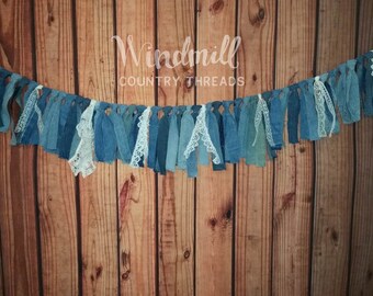 Items Similar To Denim Pearl Garland Country Wedding Decor