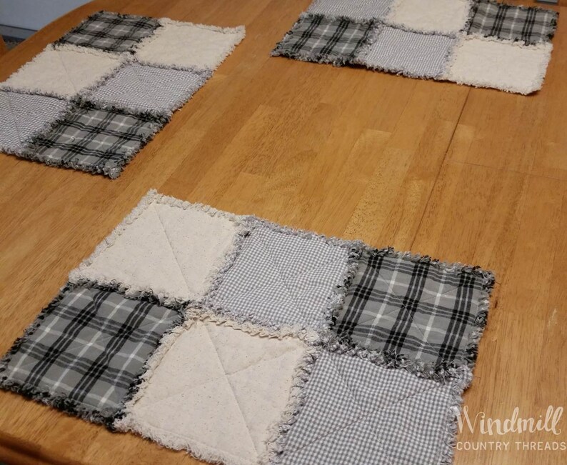 Gray Cream Farmhouse Placemats Modern Farmhouse Table Linens Etsy