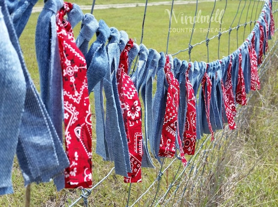 Denim Bandanna Garland Western Cowboy Party Decor Bbq Etsy