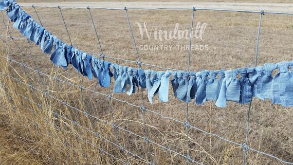 Denim Mini Garland Bbq Decor Rustic Country Wedding Blue Etsy
