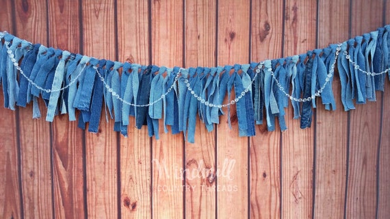 Denim And Diamonds Garland Special Event Decor Blue Jean Etsy