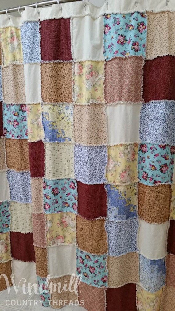Shabby Chic Shower Curtain Cottage Country Bathroom Decor Etsy