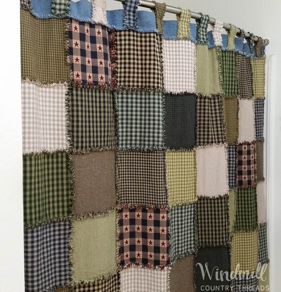 Farmhouse Shower Curtain With Tabs Rustic Country Bathroom Etsy