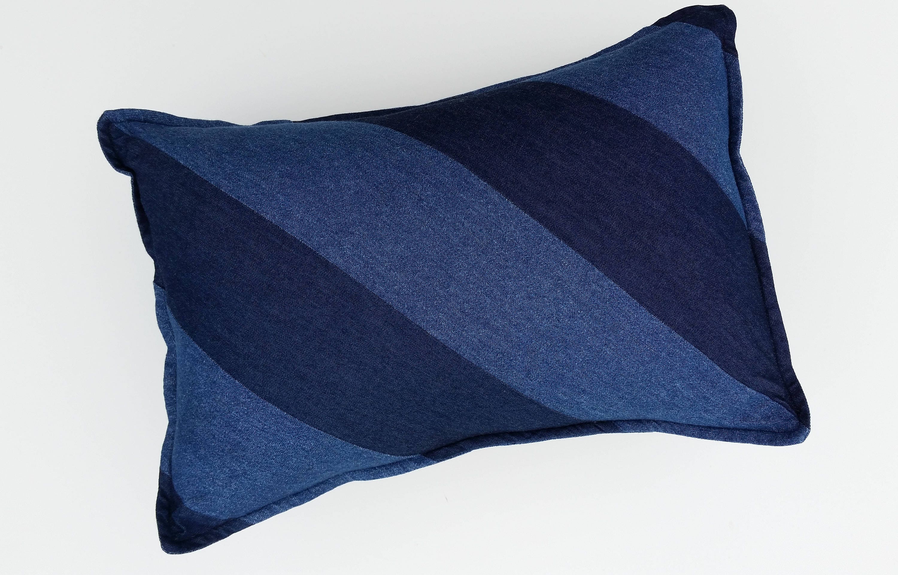 Denim Diagonal Stripe Pillow Throw Pillow Accent PIllow Etsy