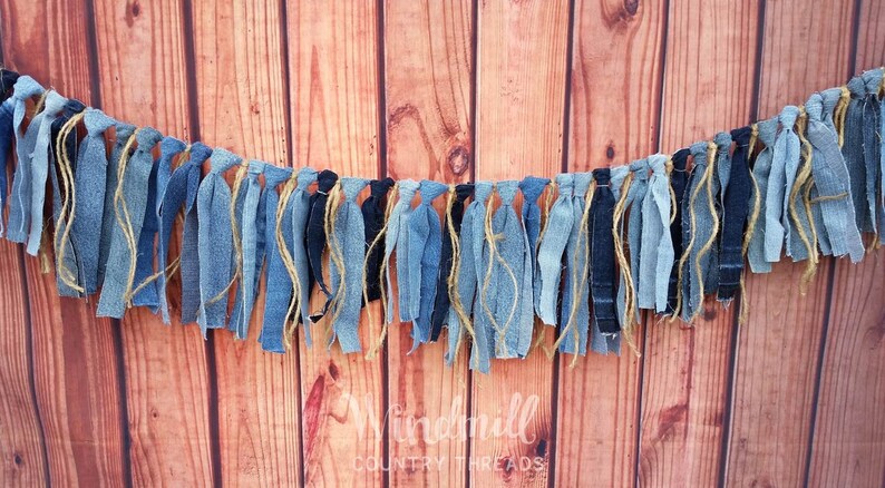 Denim Jute Rope Garland Denim Burlap Party Decoration Etsy