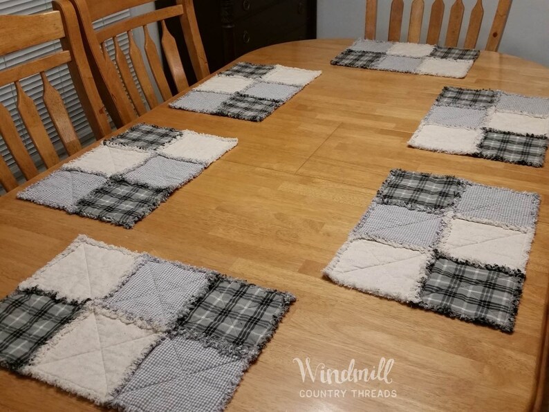 Gray Cream Farmhouse Placemats Modern Farmhouse Table Linens Etsy