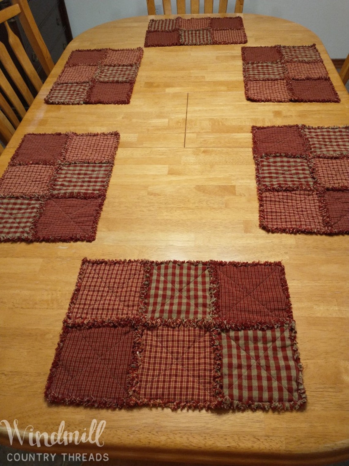 Red and Tan Farmhouse Placemats Primitive Rustic Table Etsy