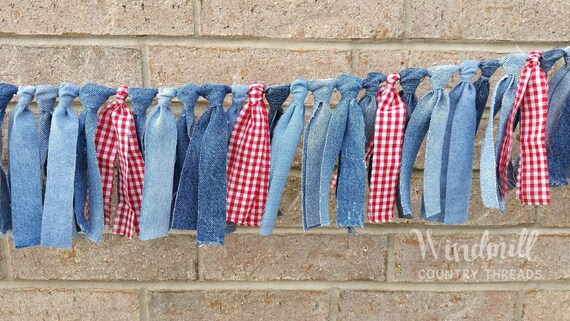 Denim Red Gingham Garland Western Party Decor Cowboy Party Etsy