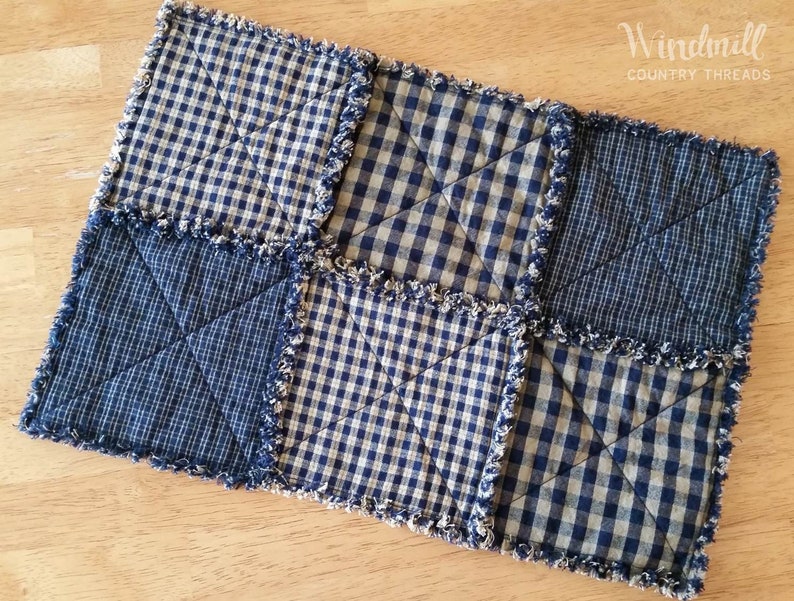 Navy Blue Farmhouse Placemats Primitive Rustic Table Linens Etsy