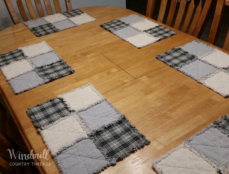 Gray Cream Farmhouse Placemats Modern Farmhouse Table Linens Etsy