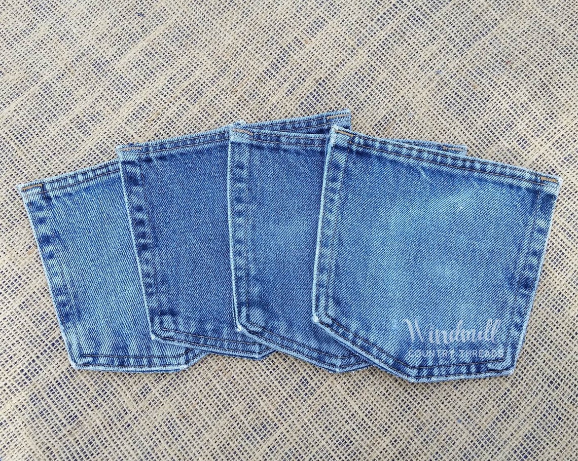 Denim Pockets Silverware Holder Denim Wedding Decor Utensil Etsy