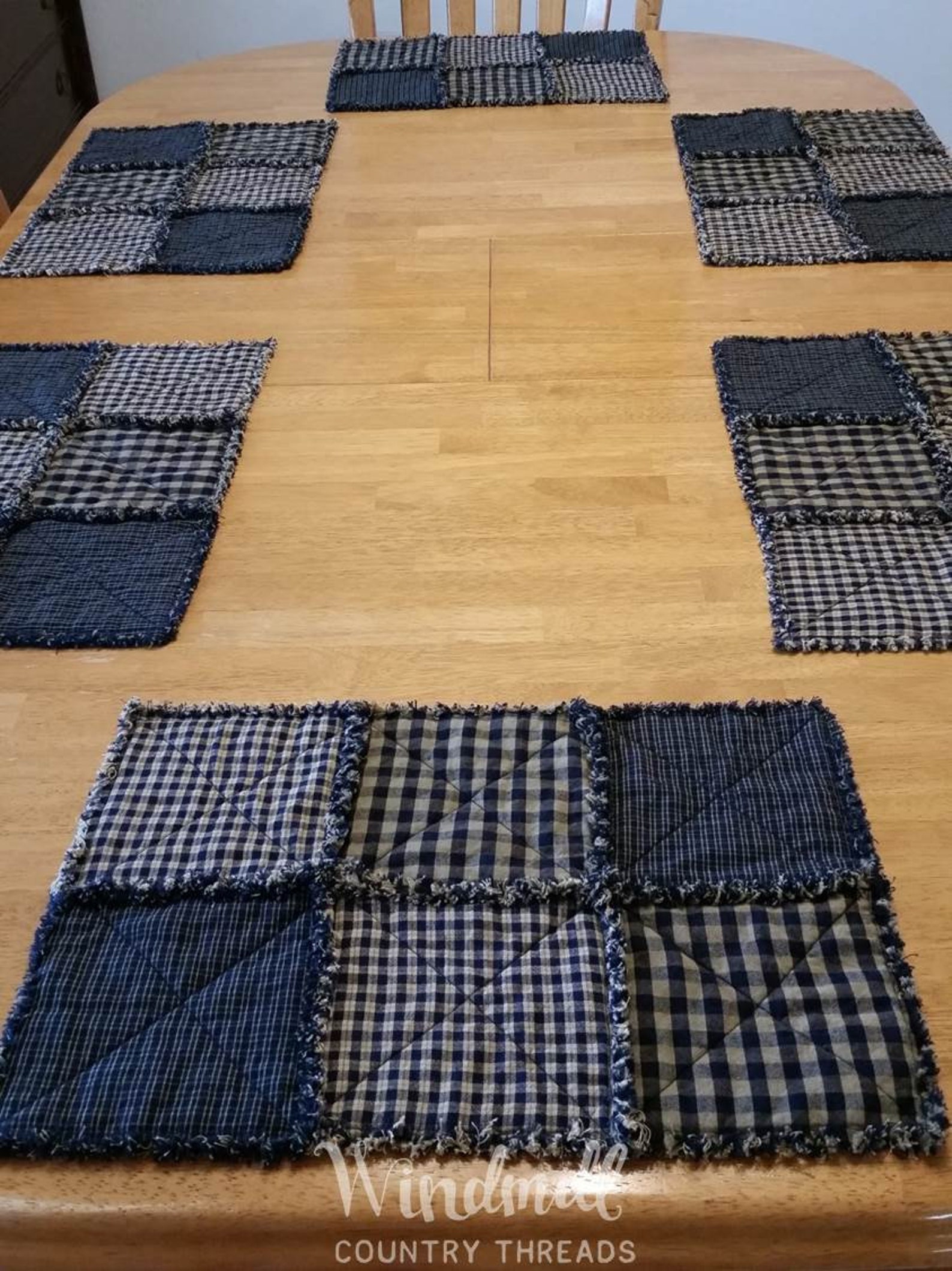 Navy Blue Farmhouse Placemats Primitive Rustic Table Linens Etsy