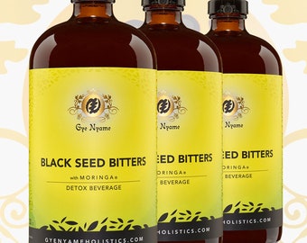 3 Bottles of 32 oz. BLACK SEED BITTERS with Moringa Detox Beverage for less!