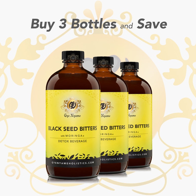 3 Bottles of 16 oz. BLACK SEED BITTERS with Moringa Detox Etsy