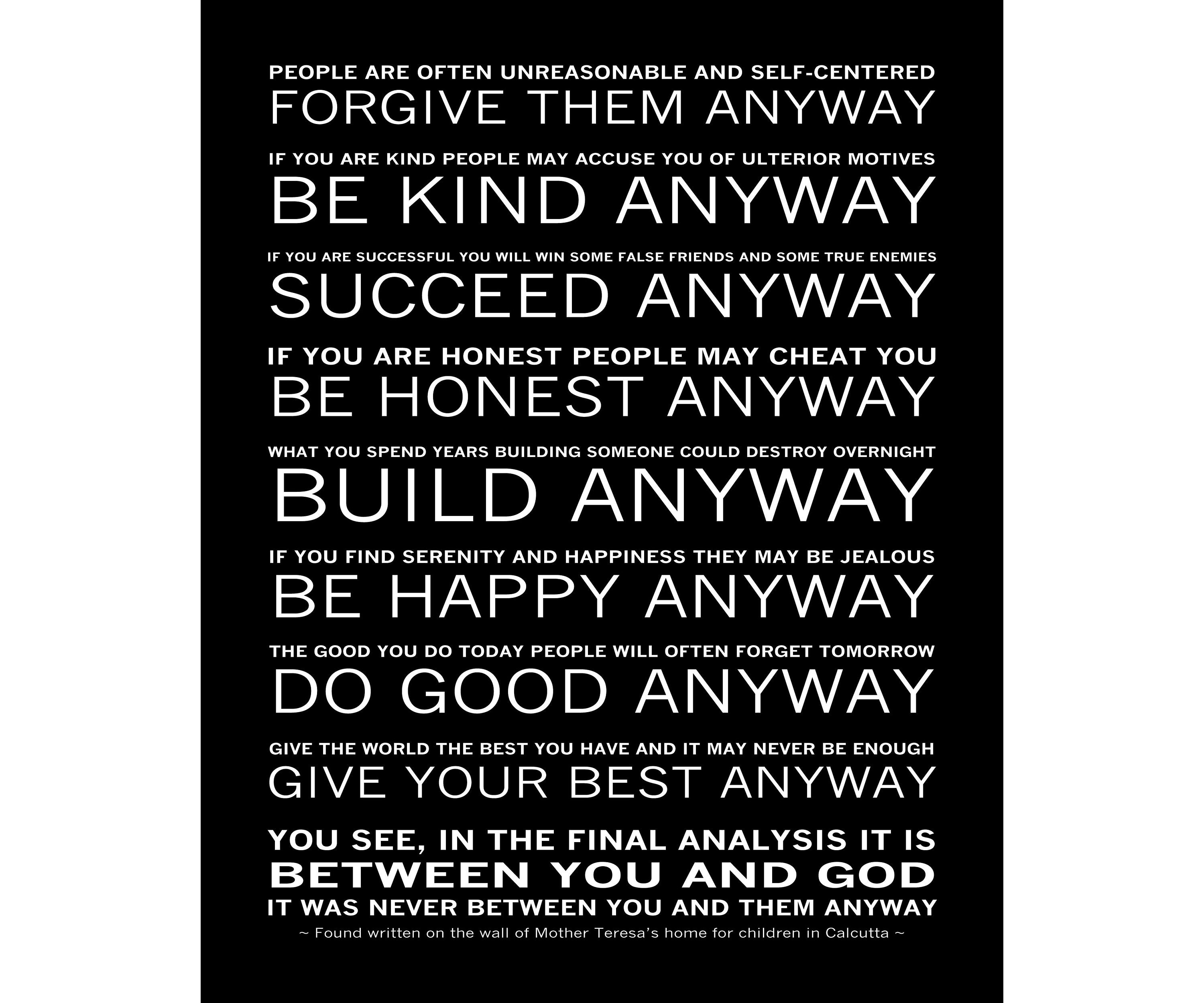 Happiness To The Whole World Mother Teresa Quote INSTANT Download 16x20 