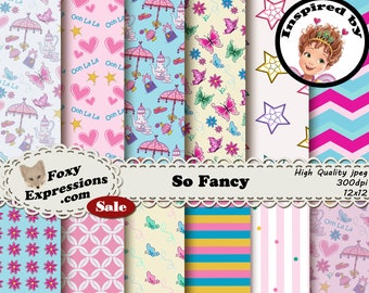 So Fancy inspired by Fancy Nancy. Designs included flowers, butterfly, stars, umbrellas, purses, tea cups, stripes, chevron, and polka dots