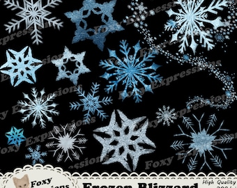 Frozen Blizzard Digital clip art pack gives you 15 dazzling icy blue & frosty white snowflakes and 1 snowy whirlwind. Sparkle up any project