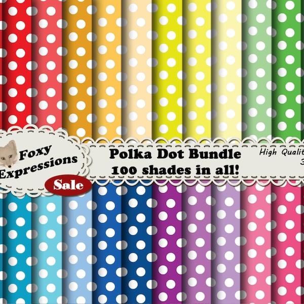 Polka Dot-bundel wordt geleverd met 100 papiersoorten in vele tinten rood, oranje, geel, groen, blauw, paars en roze. Je bent klaar voor elk project.