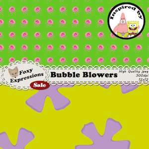 Bubble Blowers digital paper pack inspired by Nickelodeons Spongebob. Designs include sponge, patricks pants, jelly fish, bubbles and more. image 3