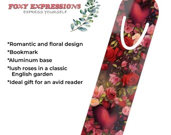 Romantic and floral design -  Bookmark -Aluminum base -  Blossoming Romance - Artisanal Floral- Ideal gift