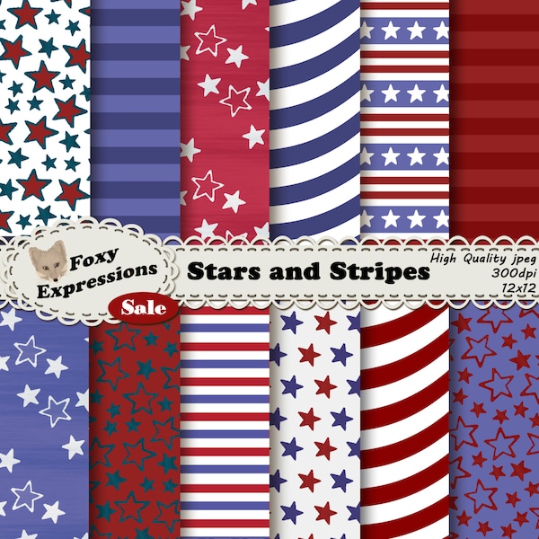 Het Stars and Stripes-pakket wordt geleverd in de kleuren rood, wit en blauw met leuke sterrenontwerpen, golven en strepen voor persoonlijk of commercieel gebruik.