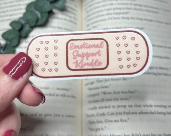 Emotional support kindle band aide sticker. For all of us who fall for the book boyfriends and need a little support when the book ends.