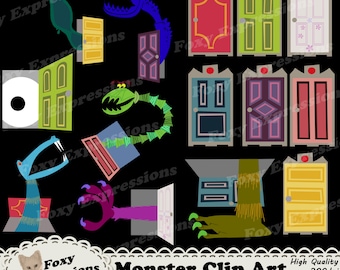 Monsters Clip Art is inspired by Monsters Inc. Pack comes with 14 pieces. 7 kid closet doors including Boos 7 kid closet doors with monsters