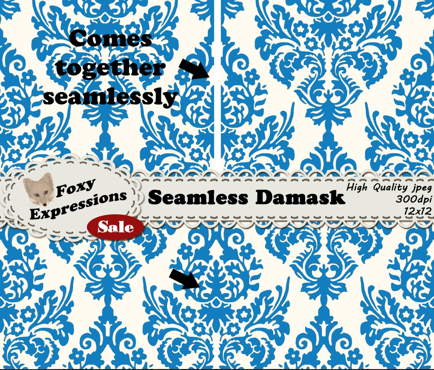 Seamless Damask Comes in 6 Colors Each in 4 Styles 24 Papers Etsy
