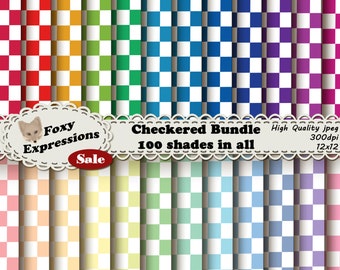 Checkered Bundle comes with 100 papers in many shades of red, orange, yellow, green, blue, purple, & pink. You will be ready for any project