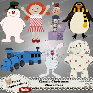 Classic Christmas Characters digital clip art pack comes with Frosty, topper, rabbit, & the gang of misfit toys like charlie in the box,etc