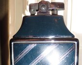 Art Deco Ronson Master Case Navy Blue Silver Metal Chronium Plated Monogrammed BPT Combo Cigarette And Lighter Case