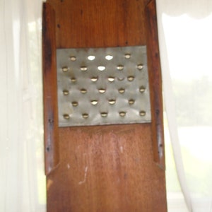 Art Deco Primitive Rustic Early Wood And Metal Pierced Vegetable & Cheese Grater/Shredder
