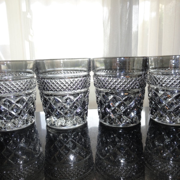 Vintage 1970's Set of 4 Anchor Hocking Wexford Pewter Mist Smokey Grey Tumbler Glasses