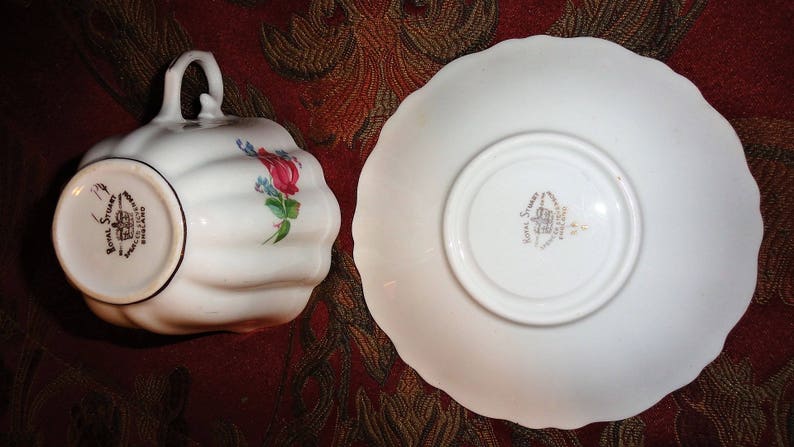 Vintage Retro Royal Stuart Spencer Stevenson England Floral Bone China Tea Cup & Saucer image 8