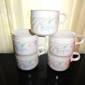 Vintage 1990&#39;s Studio Nova Villager New Gabriele JF 005 Thailand Set of 5 Flat Coffee Cups