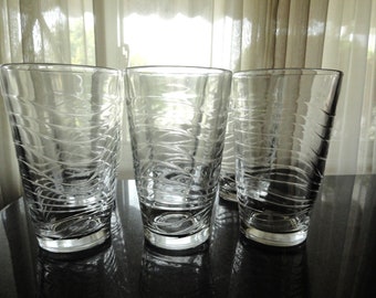 Vintage Set of 9 Pasabahce Block Optic 8 Oz. Glass Tumblers