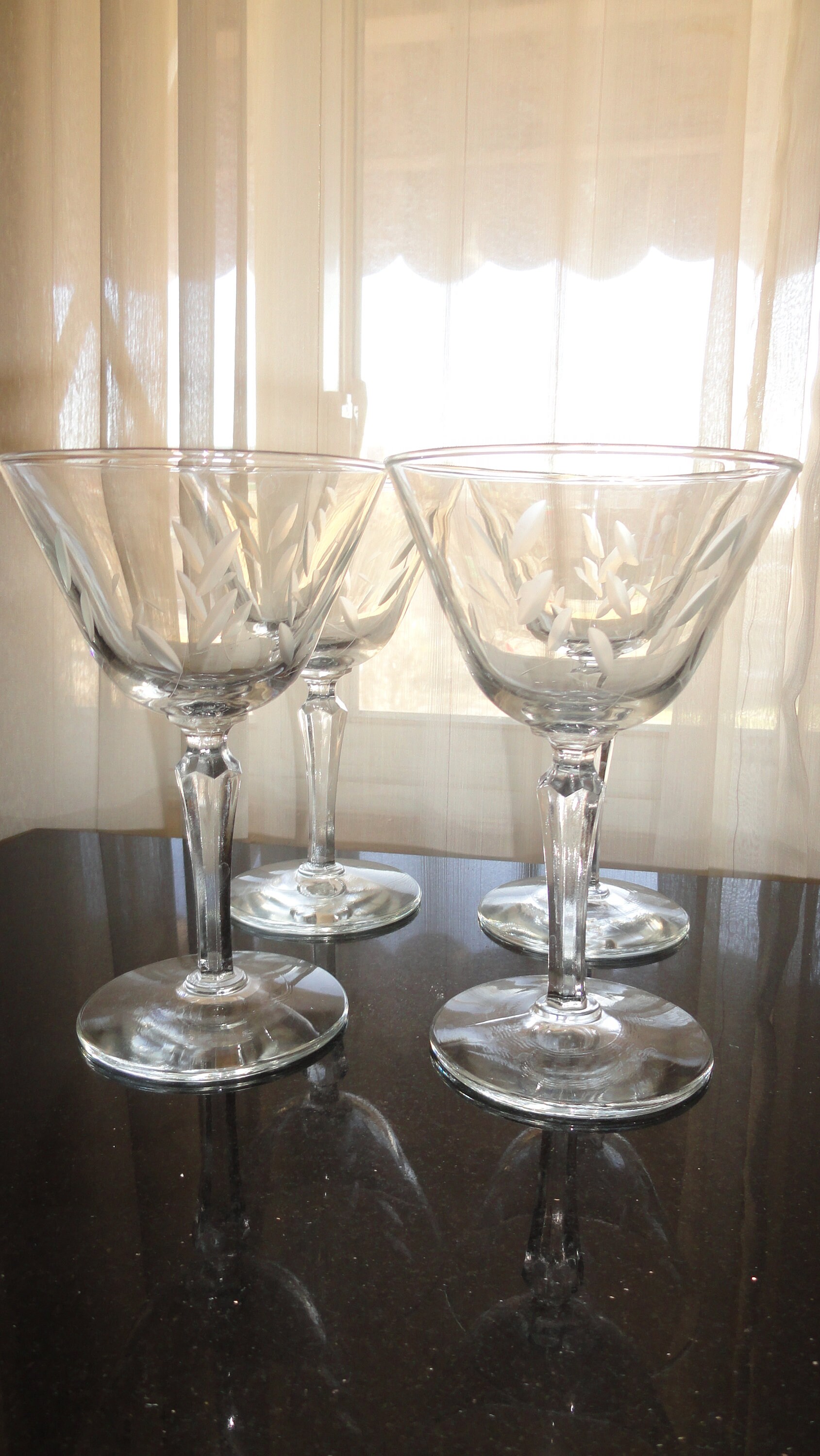 Vintage 1950's Set of 4 Libbey Priscilla Crystal Tall Sherbet