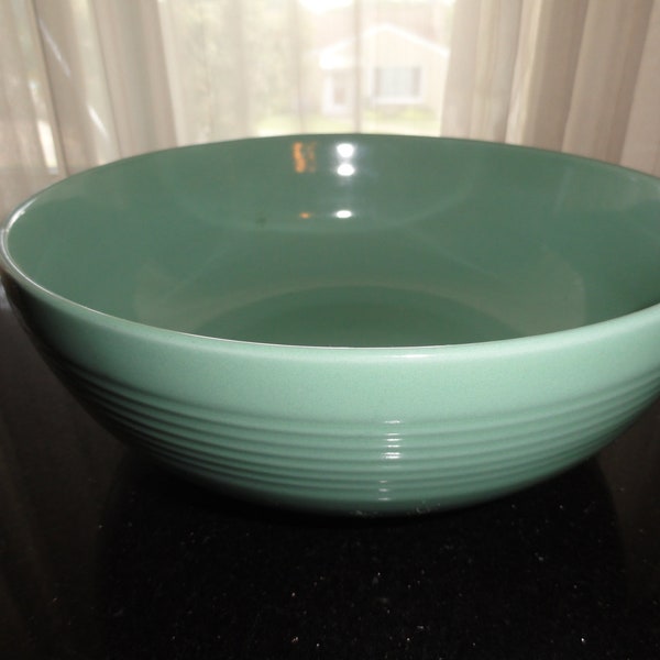 Vintage 1980's Made by Gibson Celadon Green Ribbed Stoneware Serving Bowl